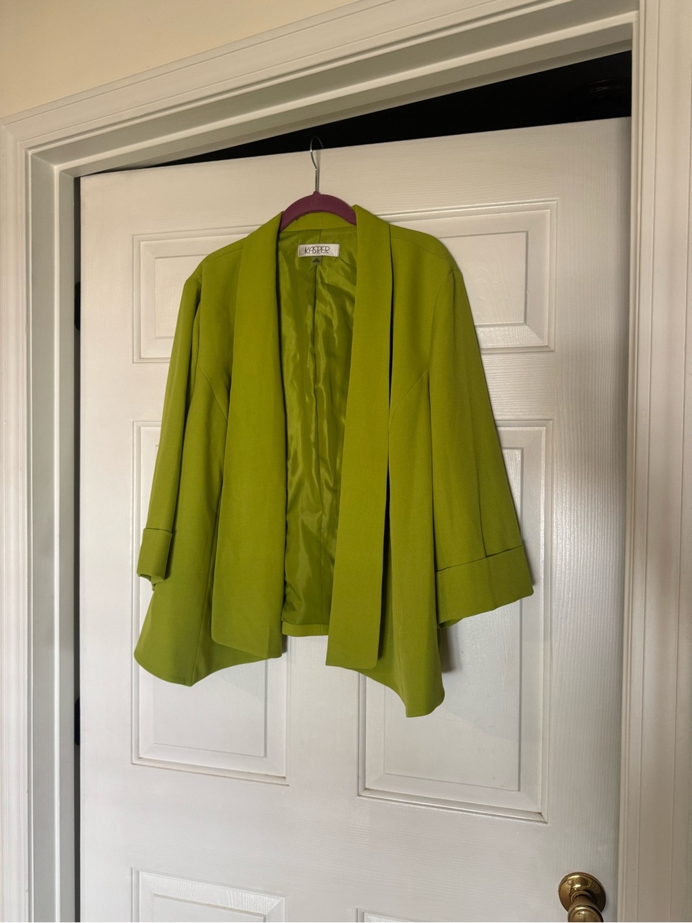 Kasper Lime Green Open-Front Draped Blazer